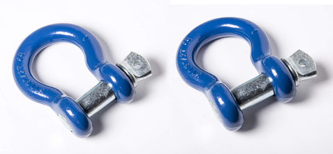 Pack Of 2 Bow Shackle 1 Inch D Ring 1-1/8 Inch Screw Pin Heavy Duty Rigging Shackles For Lifting, Recovery And Towing, Blue Finish