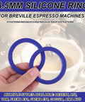 2 Pack Silicone Group Head Gaskets For E61 Espresso Machines Group Heads And Portafilters 8.5mm Blue Durable BPA Free High Temperature Resistant Easy Swap For Quick Replacements held in hand