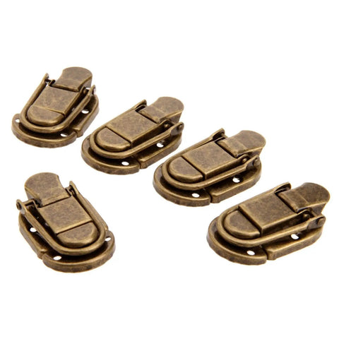 Vintage Bronze Key Hasp Lock Set 5Pcs Antique Hasp Latch Catch Clasp With Screws 60x34mm displayed on white background
