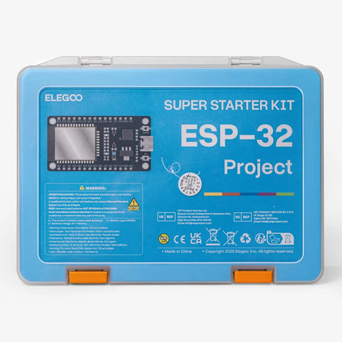 ESP32 Super Starter Kit With Tutorial And Development Board USB C Dual Core Microcontroller in blue carrying case