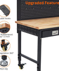 72 Inch Heavy Duty Rolling Tool Chest With Stainless Steel Cabinet And 15 Drawers Solid Wood Top Workbench Mobile Toolbox Organizer