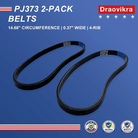 Two Pack V Belt Set For Air Compressors Replacement PJ373 Fits Husky H1504ST And A700062 Pump Drives, size 14.68" circumference