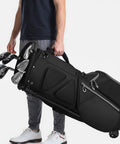 Person carrying 14 Way Golf Stand Bag For Men And Women With Stand Feature Lightweight And Durable Golf Club Bag 14 Divider System