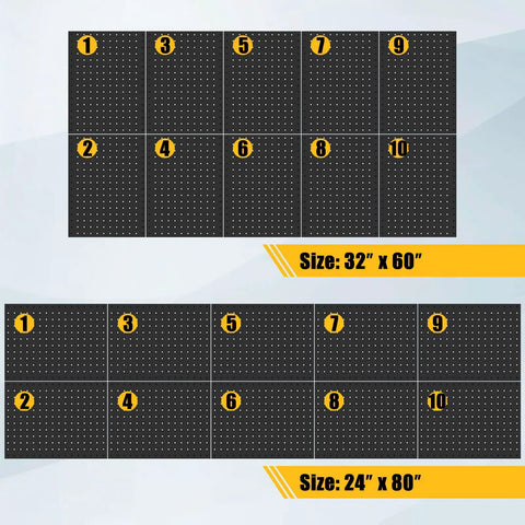 Heavy Duty Metal Pegboard Panels 10 Pack For Garage And Garden Tool Storage 16x12 Inch Steel Pegboard With Included Drywall Anchors And Screws Black Finish Supports Up To 1000 Lbs Total.