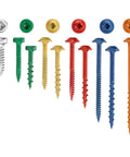 Pro Grade 1 Inch Coarse Thread Pocket Hole Screws 100 Pack With Green Color Coat And Square Drive, assorted colored screws