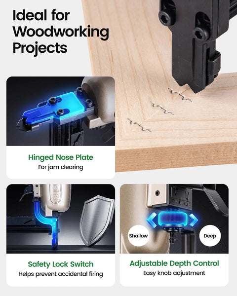 Heavy Duty Micro Corrugated Stapler With Half Inch Crown Accepts Quarter To Five Eighths Inch Legs And Boasts A Knucklehead Proof Safety Lever Plus Easy Dial Depth Control For Any No Sweat Diy Build