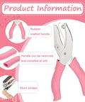 Dual Shape One Quarter Inch Star And Heart Hole Punch Handheld Paper Craft Puncher with pink soft grip handle, shown with features