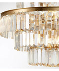 Close-up of Luxury Gold K9 Crystal Chandelier Modern LED Pendant Light showcasing crystal details and metal structure.