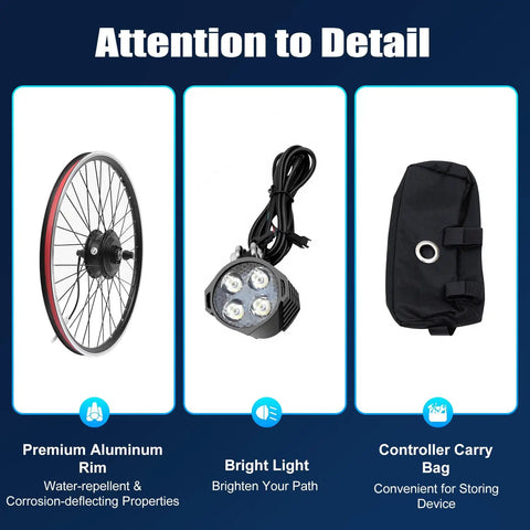 36V 350W Electric Bike Conversion Kit For 26 Inch Front Wheel Hub Motor Set With aluminum rim and accessories