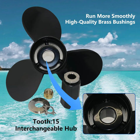 13 1/4 X 17 Aluminum Boat Propeller With 15 Tooth Interchangeable Hub 3 Blade Beefy Pro Grade Upgrade For Mercury Outboard Engines 40HP To 140HP Replaces 4877344A45