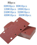 Premium Grit Aluminum Sanding Discs With Eight Holes For Grinding Wood Metal And Aluminum, 80-piece set with various grit sizes.