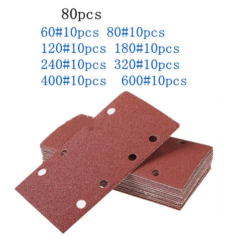 Premium Grit Aluminum Sanding Discs With Eight Holes For Grinding Wood Metal And Aluminum, 80-piece set with various grit sizes.