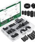 Clip-On Ferrite Ring Core EMI RFI Noise Suppressor Kit, 32-piece cable clip set in storage box for various diameters.