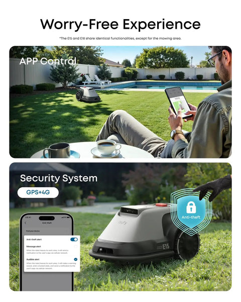 Image of a man using app control for Robot Lawn Mower With Auto Mapping And Vision Navigation No Boundary Wire Setup.