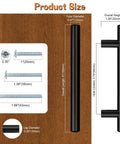 Product size chart for 5 Pack 3-3/4 Inch Hole Centers Solid Stainless Steel Round T Bar Cabinet Pulls Black, includes screws dimensions