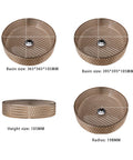 USZWBY Bathroom Vessel Sink, Tempered Glass Vessel Sink with 365mm and 395mm basin sizes displayed from different angles.