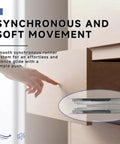 Smoove 21 Inch Undermount Drawer Slides Soft Close Heavy Duty Silent Glide For Kitchen Cabinet Reno 70 Lb Load Capacity Fits 1/2 Or 5/8 Inch Panel 6 Pair Whisper Quiet Smooth Rolling Track shown in use with finger pressing on drawer.
