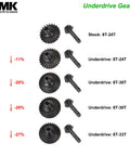 Two Sets Metal Bevel Gear And Ring Pinion Gear Kit For 1/10 Capra And Axial SCX10 III Upgrades, 8T To 24T Pinions displayed with sizes.