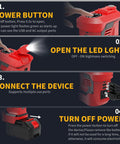 Hit The Road With Heavy Duty Juice From This 300W Portable Power Inverter For Makita 20V And 18V Batteries Converting DC To AC 110V For Camping featuring LED light usage guide.