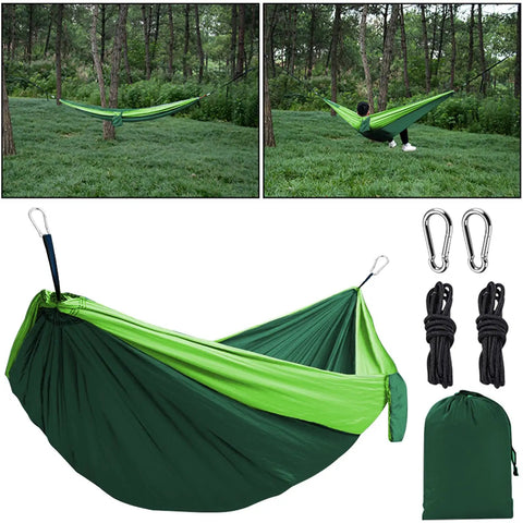 All In One Camping Hammock With Heavy Duty Tree Straps 660 Lb Capacity Portable Outdoor Hammock shown with accessories