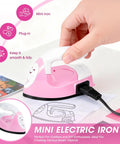 GoLashFun Cute Pink Mini Heat Press For Fuse Beads on a surface, showcasing compact design and easy grip for kids crafts.