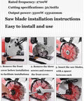 Hydropower slotting machine installation guide with detailed instructions for saw blade fitting and use.