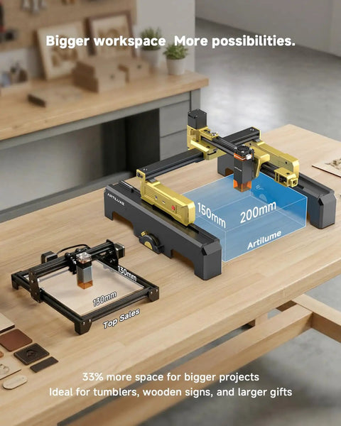 3W Laser Engraver Portable Cutter Machine With App Control Height Riser And Protective Case for crafting on table.