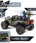 Halo Infinite RC Battle Hog UNSC Warthog With Master Chief And Spartan 2.4 GHz Remote Control Car with rotating turret and turbo boost