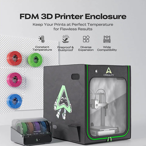 3D Printer Enclosure With Temperature Control And LED Lighting, Dustproof, Noise-Reducing Housing with large window setup