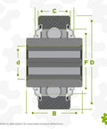 204KRR2 Hex Bore Precision Bearing Crafted For Rugged Field Days With Cylindrical Outer Profile 0.69 By 1.85 Inches ABEC one dimensions diagram