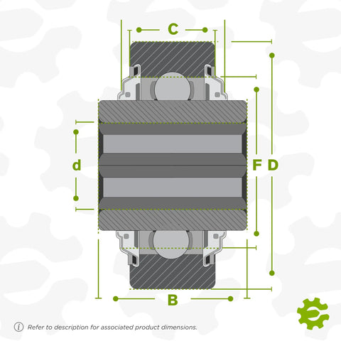 Top Shelf Heavy Duty 207KRR17 Hex Bore Bearing With ABEC Precision Rollers and Solid Cylindrical Outer Rings dimensions illustration.