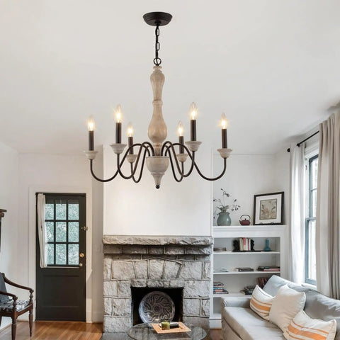 French Country Farmhouse Chandelier Pendant Light Fixture For Kitchen Island Dining Room Living Room Foyer Entryway UL Listed