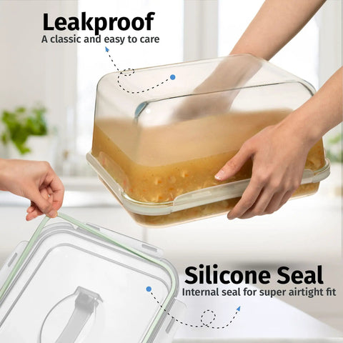 Mega Sized Glass Food Storage Container With Airtight Locking Lid 6500 Ml 28 Cup Capacity BPA Free And Oven Safe in use