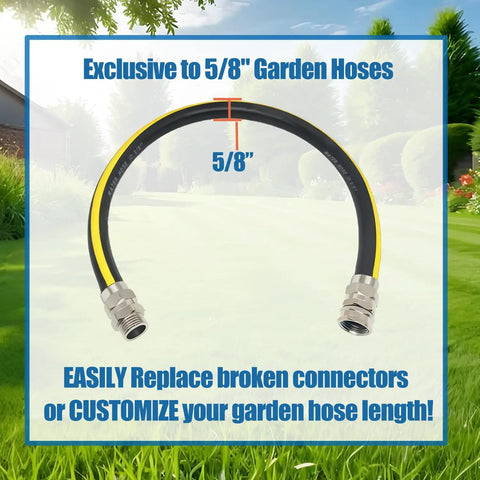 Solid Brass Five Eighths Inch Garden Hose Repair Kit With Heavy Duty Male And Female Ends Leak Proof Hose Mender visible