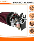 Predator 212 Stage 2 Carburetor Kit With Exhaust For 212cc 196cc 224cc Engines Compatible With Coleman CT200U CT200U EX BT200X Baja Warrior MB200 Go Kart Mini Bike close-up showing carburetor and air filter.