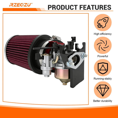 Predator 212 Stage 2 Carburetor Kit With Exhaust For 212cc 196cc 224cc Engines Compatible With Coleman CT200U CT200U EX BT200X Baja Warrior MB200 Go Kart Mini Bike close-up showing carburetor and air filter.