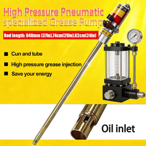 Workhorse Pneumatic Grease Gun For Farm And Industrial Jobs 50 To 1 Ratio Air Operated with pressure gauge and tubes