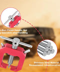 Mini Gear Puller For RC Cars Red Aluminum Pinion Bearing Removal Tool Pro Grade Gear Puller shown with text about materials