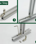 Heavy Duty 30 Piece 2020 Aluminum Extrusion Corner Bracket Kit With Screws And Wrench, showing assembly steps for T Slot Rails