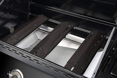 Heavy Duty Adjustable Porcelain Steel Gas Grill Heat Plate Shield 4 Pack in grill extends from 11.75 to 21 inches