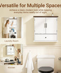 Over The Toilet Bathroom Wall Cabinet With Drawer And Adjustable Shelves Floating Medicine Cabinet Organizer For Small Bathrooms Dual Doors White And Brown Space Saver Storage Easy To Install