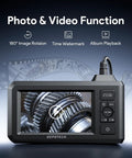 Dual Lens 1080P Endoscope Camera with light 4.3 inch IPS display showing detailed gear inspection photo