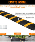 Heavy Duty 84 Inch Rubber Speed Bump Kit With 2 Channel Modular Design 25000 Lb Load Capacity End Caps Cable Protector