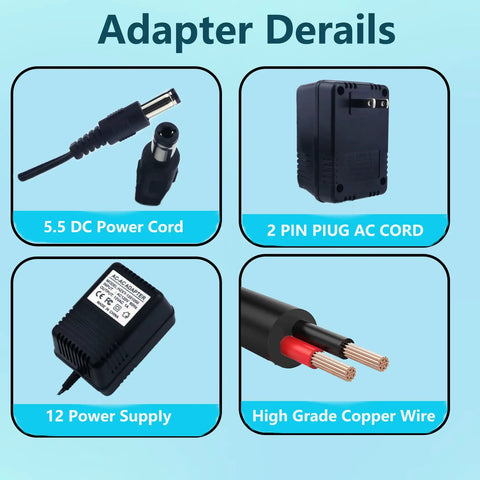 12V AC Power Adapter Replacement For 12V Devices 120V 60Hz Input 12VAC Output 700mA To 1000mA K12 700 with power cords and copper wire