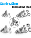 Huge 900 Piece Stainless Steel Nuts And Bolts Set With Metric M3 M4 M5 M6 Screws Pan Head Phillips Drive And Flat Washers 24 Sizes