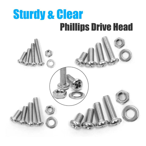Huge 900 Piece Stainless Steel Nuts And Bolts Set With Metric M3 M4 M5 M6 Screws Pan Head Phillips Drive And Flat Washers 24 Sizes