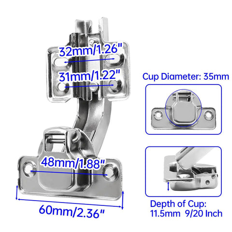 Rock Solid 135 Degree Kitchen Cabinet Hinges For Corner Cabinets With No Hassle Overlay Mount Hardware dimensions and details