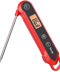 1 Second Instant Read Digital Meat Thermometer With Plus Or Minus 0.9 Fahrenheit Accuracy Waterproof Backlit Kitchen Probe in red