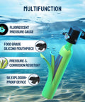 Mini Scuba Tank Pony Bottle With Adapter for Underwater Practice, 0.5 L, corrosion resistant, fluorescent gauge, explosion-proof