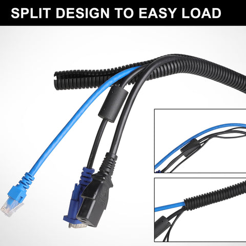 Split Wire Loom Kit 1/4 Inch 1/2 Inch 3/8 Inch 50 Ft Bulk Flexible Electrical Conduit Cable Sleeves Protective Tubing for wiring